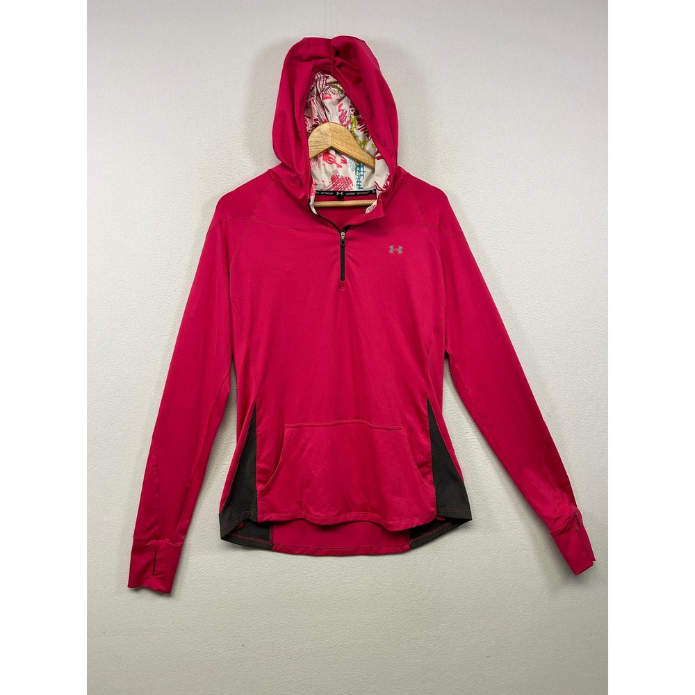 Under Armour Athleisure Sporty Womens XL Pink Quarter Zip Pullover Hoodie